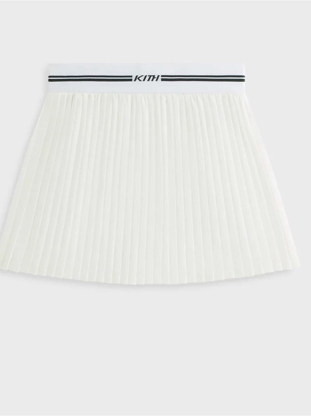 Kith White Pleated Skater Skirt with Black-Trim Waistband